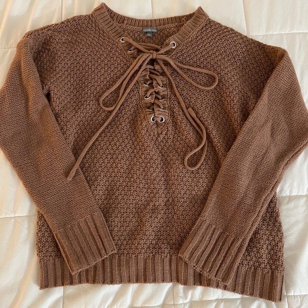 CR tie up blush sweater
